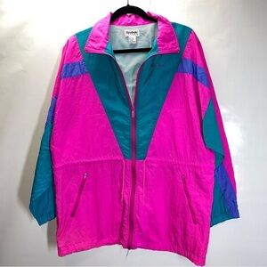 Vintage 80’s Reebok Windbreaker Color Block full zip Women’s M